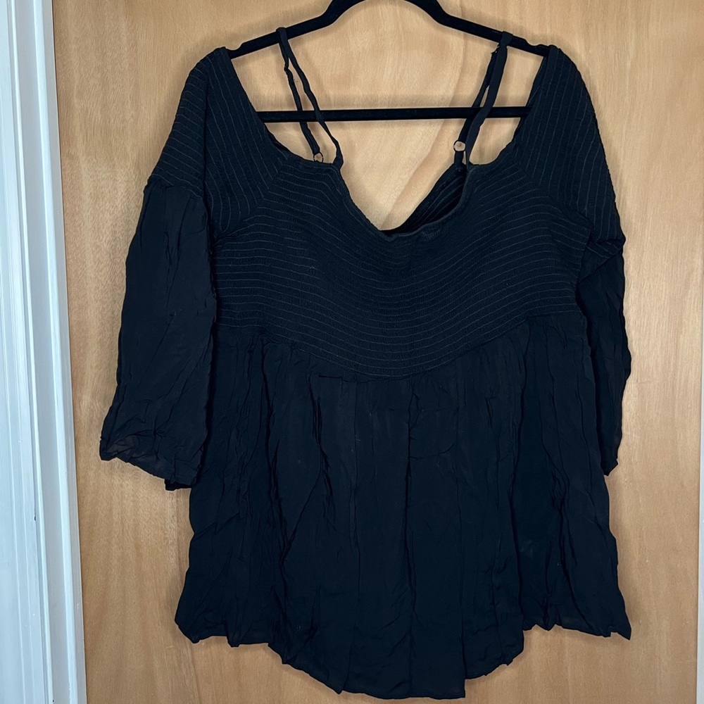Off shoulder spaghetti strap babydoll blouse